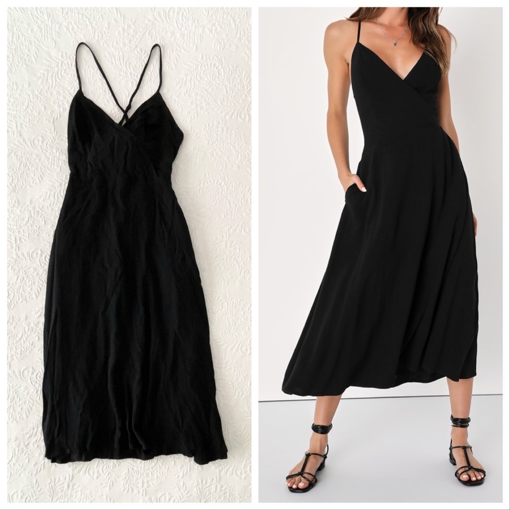 Classic Black V-Neck Slip Dress with Spaghetti Straps